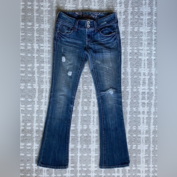 •Refuge• Distressed Skinny Bootcut Jeans - Picture 2 of 15